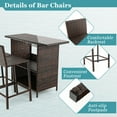thumbnail image 2 of Gymax 3PCS Wicker Bar Set Height Table 2 Stools w/3 Rows Stemware Racks Garden Patio, 2 of 7