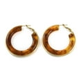 thumbnail image 4 of 304 Stainless Steel Hoop Earrings For Women Ring with Resin Chocolate 42mm, 4 of 5