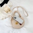 thumbnail image 3 of Bolsos cruzados para mujer Bolso de paja tejido con lazo para mujer Bolsos de playa informales para mujer (Beige) Likrtyny Para Estrenar, 3 of 9