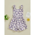 thumbnail image 4 of Bslissey Toddler Little Girls Jean Overalls Daisy Print Sleeveless Imitation Denim Jumpsuit Shorts Kids Summer Cute Adjustable Strpas Rompers 6M 12M 18M 24M 3T 4T 5T 6T, 4 of 9