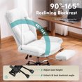 thumbnail image 5 of Genpo Cross Legged Office Chair, Criss Cross Desk Chair with Wheels, White Teddy Fleece Big and Tall Reclining Office Chair 500lbs with Foot Rest, Reversible Armrests & Wide Seat, 5 of 6