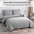 thumbnail image 4 of Smuge Ultrasonic Quilt Set, Reversible Lightweight Soft Microfiber Bedspread Coverlet, Solid Light Gray, 3 Piece Set (1 Bedspread, 2 Pillow Shams), Twin Size, 4 of 8