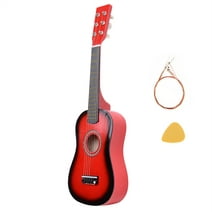 23" Acoustic Guitar Pick Strings Beginner Guitar Starter Kit with Strings & Pick for Kids Adult, Red