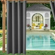 MIFXIN Home Curtains Waterproof Indoor Outdoor Solid Cabana Grommet Top Blackout Curtain, 1 Panel, Dark Grey, 52in x 94in
