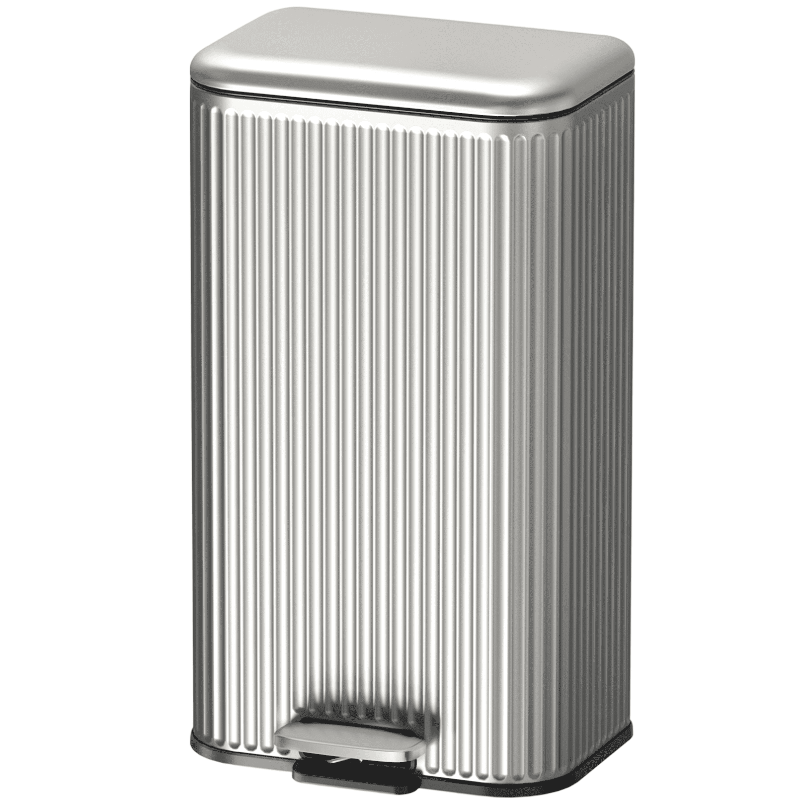 TLSUNNY 8 Gal Stainless Steel Trash Can, with Soft-Close Lid, Large Footstep Garbage Can, Removable Inner Buckets, Recycling Bin for Kitchen Office, Silver