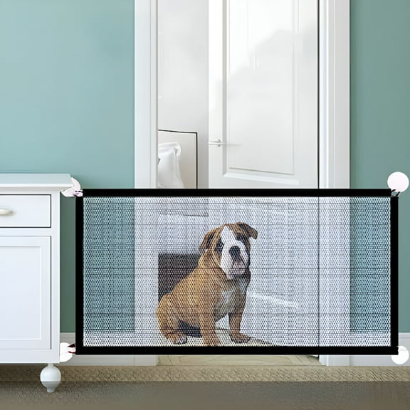 LAMIRO Extra Wide Retractable Mesh Pet Gate, 70" Wide