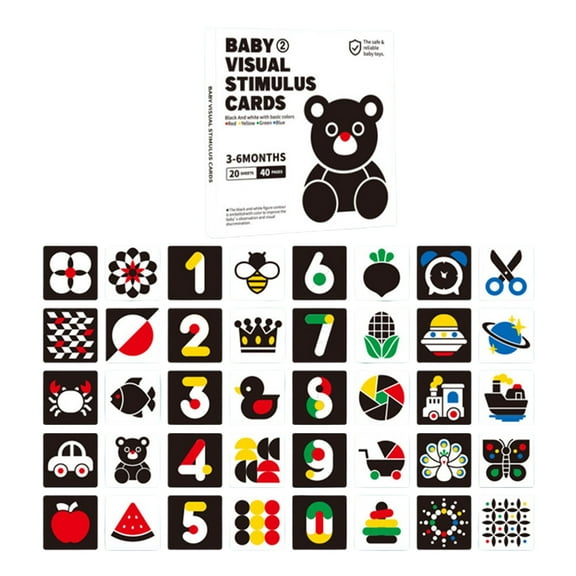 BESTSKY Baby Black White Cards Infants High Contrast Flash Card 0-3 Months Newborns Visual Stimulation Brain Sensory Development Paper Card Toy 3-6M
