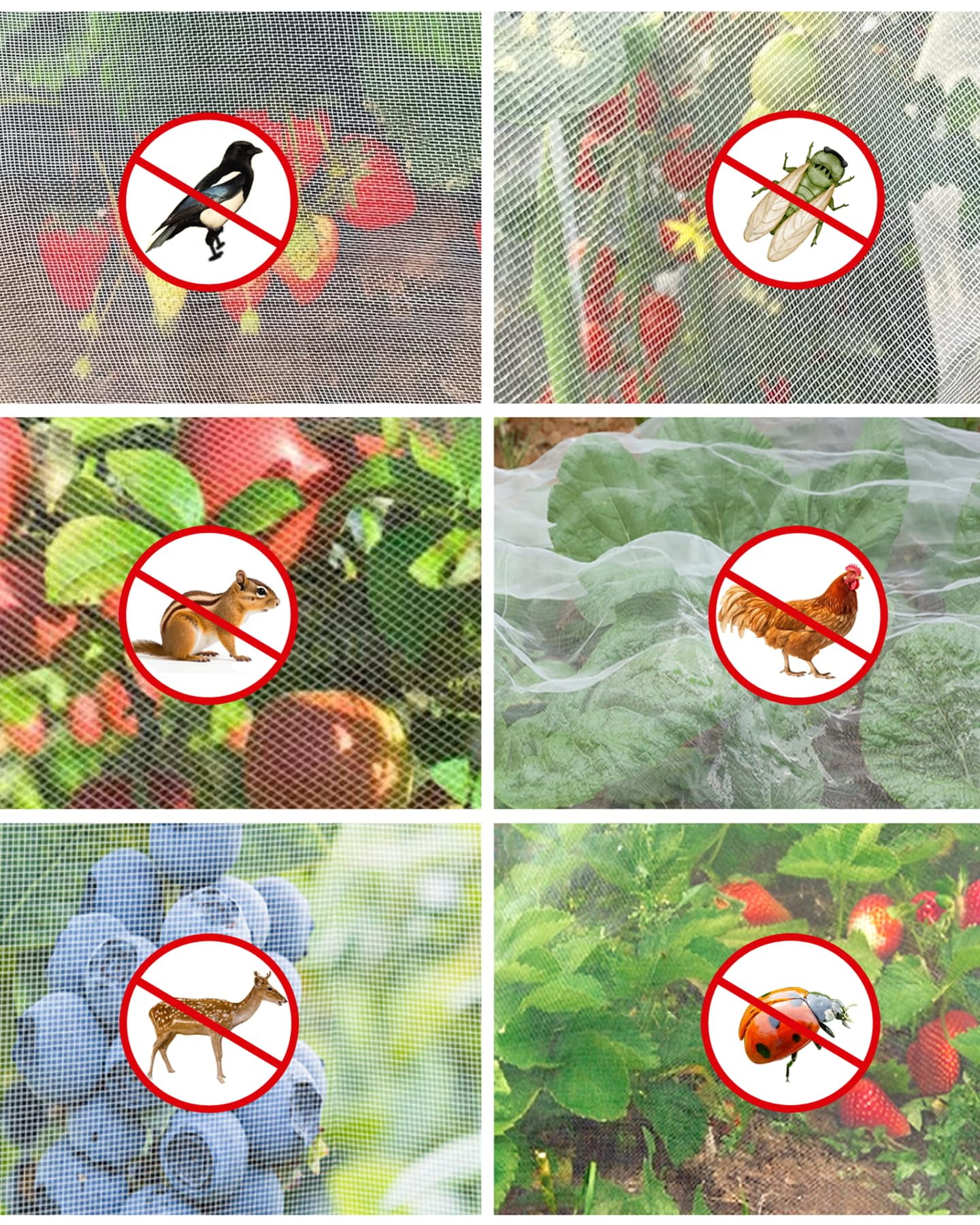 10 x 33 ft Garden Netting Plant Cover Netting Protective Circles for Vegetables Fruits Flowers Trees Crops to Grow Better, Durable Row Netting Covers for Use with Pipes
