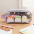 thumbnail image 3 of allydrew 2 Compartment Large Grid Transparent Mesh Pencil Case, Pencil Pouch for Stationery Tools, Makeup, and Travel, Purple, 3 of 5