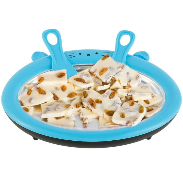 Ice Cream Roll Maker Household Cute Cat-Shape Fried Yogurt Machine Plate with 2 Spatulas Children Homemade Instant Ice Cream Maker Pan