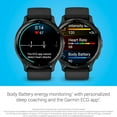 thumbnail image 4 of Restored Garmin Venu 3 Health and Fitness GPS Smartwatch , Android, iOS 010-N2784-01/1B ,Alarm, Altimeter, Calendar Function, Compass, Customizable, GPS, Music, Oximeter, Stopwatch, Timer , Slate Bezel / Black Band 45mm, 336 Hour Battery Life, 3 Gram, 4 of 12