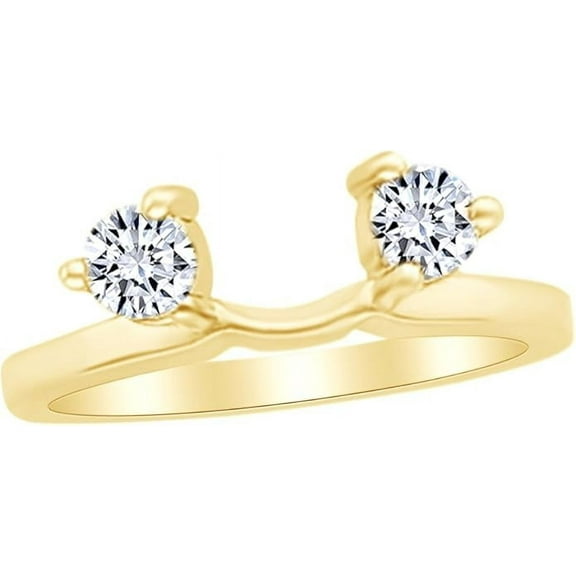 Gems Jewels 14K Yellow Gold Plated 1.00 Ct Round Cut White Diamond Enhancer Guard Wrap Ring 925 Sterling Silver For Women's -4