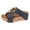Blue, variant on Women'a Gold Metallic Buckles Chunky Cork Footbed Slip on Backless Sandals Trendy Casual Leather Platform Wedge Heeled Summer Dress Slides 2026 Black Size 6.5