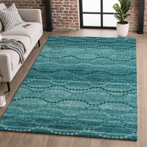 Addison Rugs Mayfield Premium Machine Washable Transitional Gradient Turquoise Rectangle Rug, 10' X 14' Machine Washable Transitional Gradient Turquoise Oversized Sherpa Throw Blanket