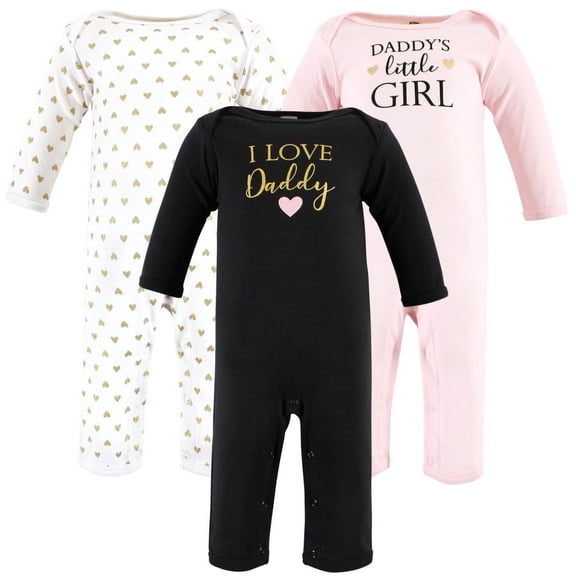 Hudson Baby Infant Girl Cotton Coveralls, Girl Daddy, 0-3 Months