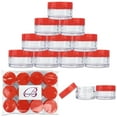 thumbnail image 1 of Beauticom 12 Pieces High Quality 20G/20ML Clear Round Acrylic Cosmetic Product Sample Travel Jars with Flat Top Lids (Red), 1 of 5