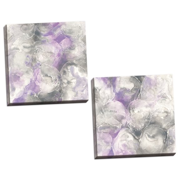Gango Home Decor Contemporary Amethyst Circles I & II by Chris Paschke (Ready to Hang); Two 16x16in Hand-Stretched Canvases
