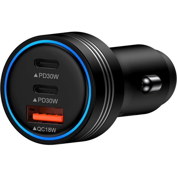 miSamsung Galaxy S25 Edge Car Charger,78W 3Port Super Cigarette Lighter Adapter Fast Charging for Galaxy S25 Ultra A36 A17 A16 S24 S23 S22 S21 S20 10, USB C Car Phone Charger for iPhone 16 15 Pro Max