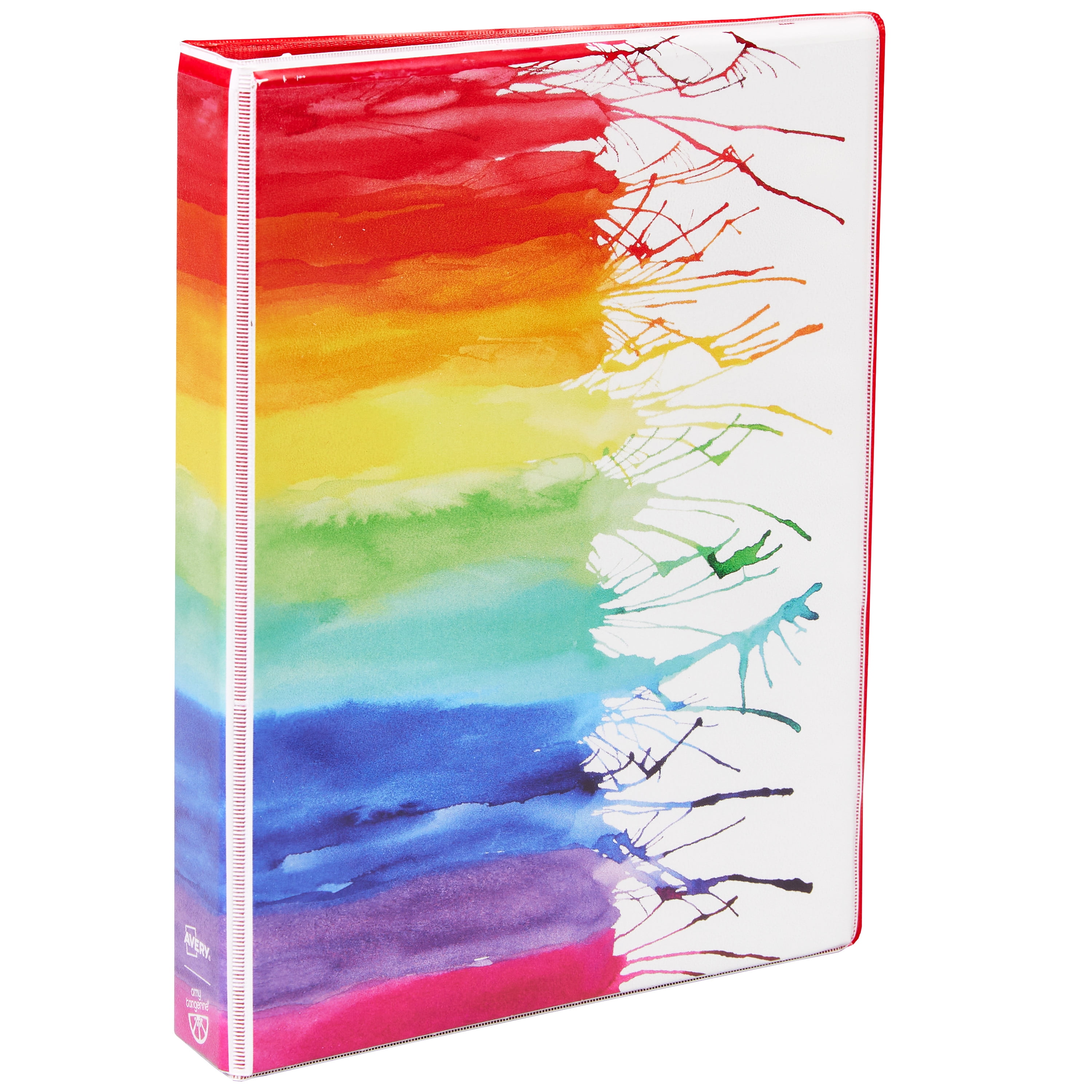 Avery + Amy Tangerine Designer Collection Mini Binder, 5-1/2' x 8-1/2', 1' Round Rings, 175-Sheet Capacity, Watercolor Rainbow, 1 Mini 3-Ring Binder (18713)
