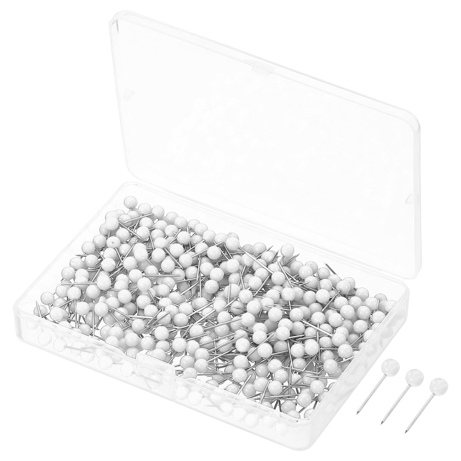 Uxcell Push Pins Plastic Round Head Map Tacks Thumb Steel Point, White