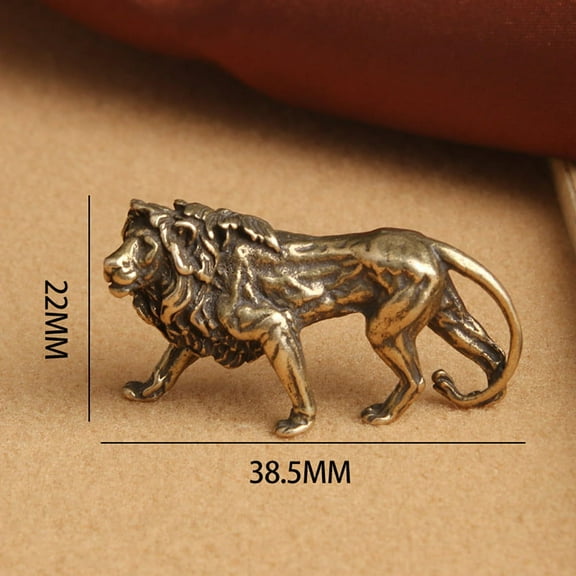 Pure Copper Majestic Lion King Miniatures Figurines Desk Decorations Craft