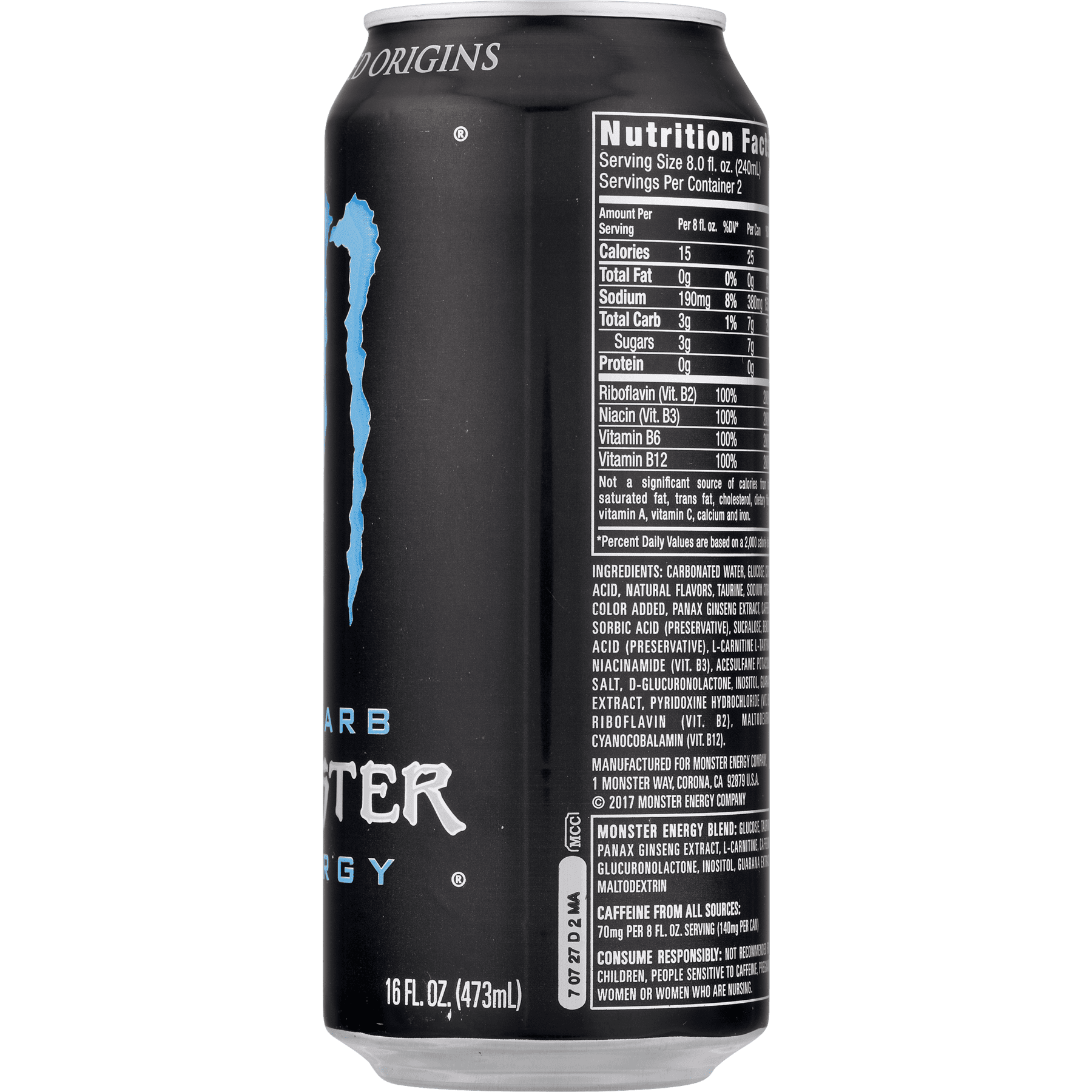Sugar free monster nutrition facts. 