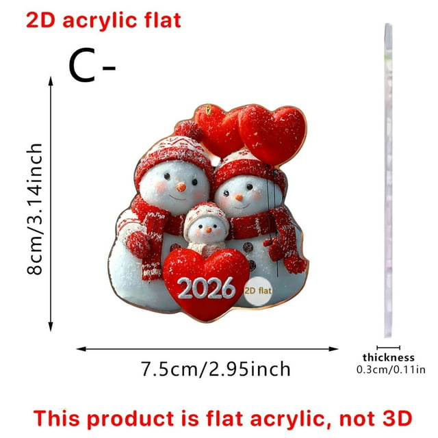 Christmas Snowman 2D Acrylic Car Rearview Mirror Hanging Ornament Decoration – Festive Holiday Vehicle Accessory