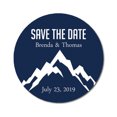 thumbnail image 1 of Darling Souvenir Round 45 Pcs Snowy Mountain Save The Date Stickers Personalized Bride Groom Names And Date Envelope Seals - Navy Blue, 1 of 4