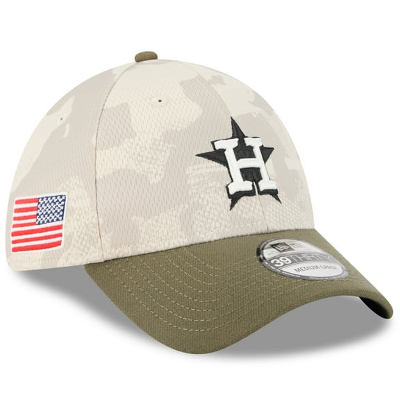 Men's New Era Light Beige/Olive Houston Astros 2025 Armed Forces Day 39THIRTY Flex Hat
