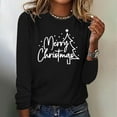thumbnail image 2 of Timegard Hauts pour Femmes Joyeux Noël Imprimé Manches Longues Col Rond Chandail Décontracté Ample Confortable Automne, 2 of 4