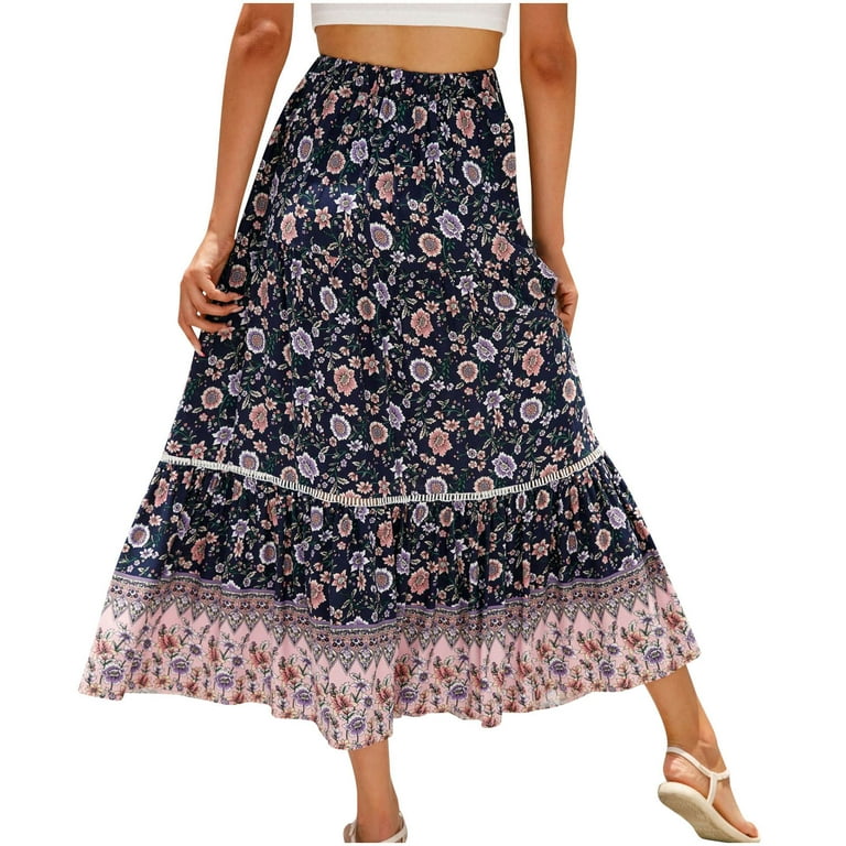 Women 2024 Summer Clearance Spring Long Skirts Dress Floral Women 2024 Summer Clearance Spring Long Skirts Dress Floral