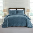thumbnail image 2 of 3 Pcs Luxury Velvet Oversized Embroidery Quilted Quilt Set  Soft and Plush Bedding Set  Includes Quilt and Shams All-Season Comforter, 2 of 10