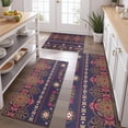 thumbnail image 2 of Purple Boho Tribal Floral and Mandalas Pattern Kitchen Rugs Sets Of 3,Kitchen Runner Rugs Non Skid Washable,Decorative Kitchen Floor Mats for Kitchen,Sink,Laundry,17"x30"+ 17"x47" + 17"x59", 2 of 6