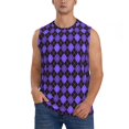 thumbnail image 1 of Fotbe purple argyle Men's Camiseta sin Mangas Estampada para Hombres, Playera Casual para Gimnasio, Entrenamiento, Playa-Large, 1 of 7