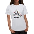 thumbnail image 1 of Puntoco Blusa informal de cuello redondo con estampado navideño para mujer, 1 of 4