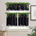 thumbnail image 2 of Christmas Kitchen Curtain Valance and Tiers Set Xmas Baubles Coniferous 3 Pc Window Treatment Pine Tree Twig Black 3 Pieces Rod Pocket Valance Set for Small Windows Bedroom 54 in x 24 in, 2 of 6