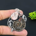thumbnail image 2 of Natural Ammonite Fossil Gemstone 925 Sterling Silver Gift Pendant 2.52", 2 of 2