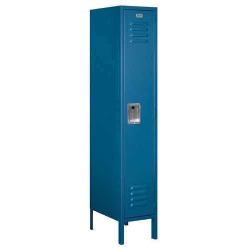 Standard Metal Locker - Single Tier - 1 Wide - 5 Feet High - 12 Inches Deep - Blue - Assembled