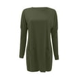 thumbnail image 5 of Tops for Women Trendy Long Sleeve Warm Coloured O-Neck Looses Tops for Women Trendy with 2 Pockets Army Green Size S, 5 of 5