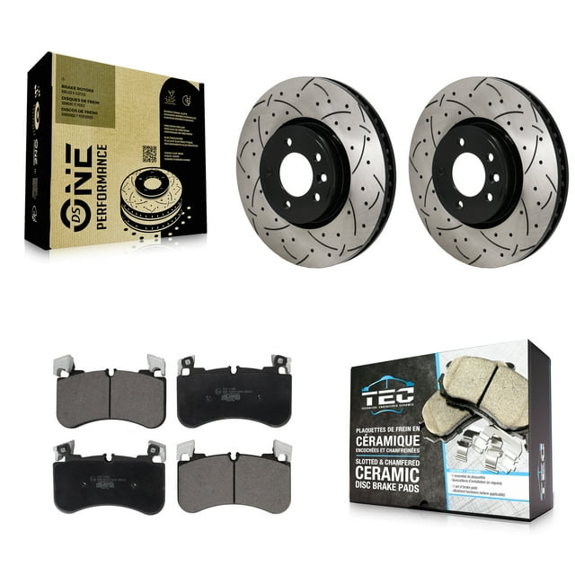 Transit Auto Front Coated Drilled Slotted Disc Brake Rotors and Ceramic Pads Kit for Car Land Rover Range Sport KDT-101316
