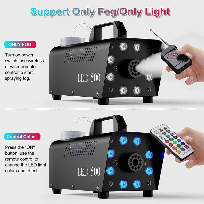 500W Fog Machine with 13 Color LED Lights & Wireless Remote, Smoke Machine for Halloween, Christmas, Parties, DJ Shows, Weddings
