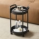 thumbnail image 2 of Mesa auxiliar pequeña con ruedas, carrito de almacenamiento móvil, mesita de noche, mesa de centro, para sala de estar, dormitorio, estudio, material plástico, fácil de mover, multifuncional, diseño, 2 of 6