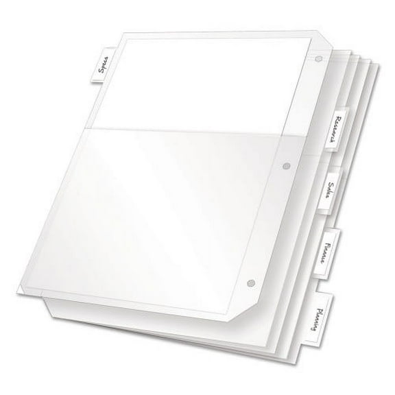 Cardinal Poly Ring Binder Pockets, 8.5 x 11, Clear, 5/Pack, Each