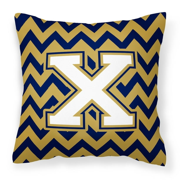 Letter X Chevron Navy Blue and Gold Fabric Decorative Pillow - Walmart.com