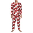 thumbnail image 3 of Picia Hand Drawn Tomatoes Pattern Men’s Long-Sleeve Sleepwear Set - Soft 2-Piece Loungewear with Pockets, Comfy PJs for Relaxing Nights-Large, 3 of 7