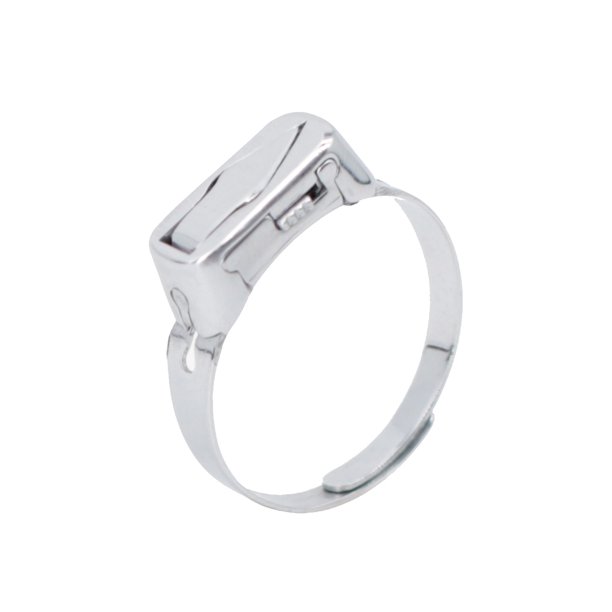 Anillo de acero inoxidable geométrico simple hoja oculta autodefensa anillo abierto ajustable plata pareja anillo de acero de titanio