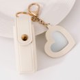 thumbnail image 1 of 2 Piezas Cuero Chapstick Suppilón La Llave La Llave Del Espejo Del Corazón Cadena Llave para La (beige), 1 of 7