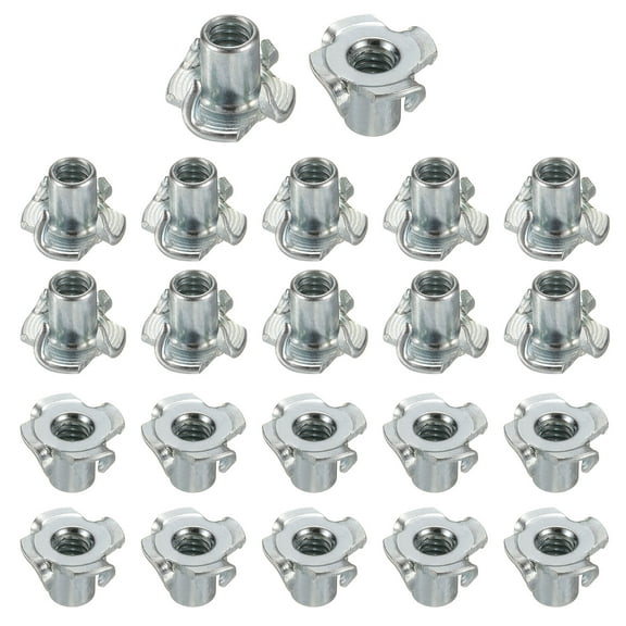 1/4x12mm T-Nuts 4 Pronged 0.69" x 0.47" Tee Nut Carbon Steel Fully Thread 50packs