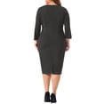thumbnail image 3 of Vestidos de cóctel para mujeres de talla grande Agnes Orinda para el Día de San Patricio, vestido midi lápiz bodycon vintage con volantes de manga 3/4 1X Negro, 3 of 6