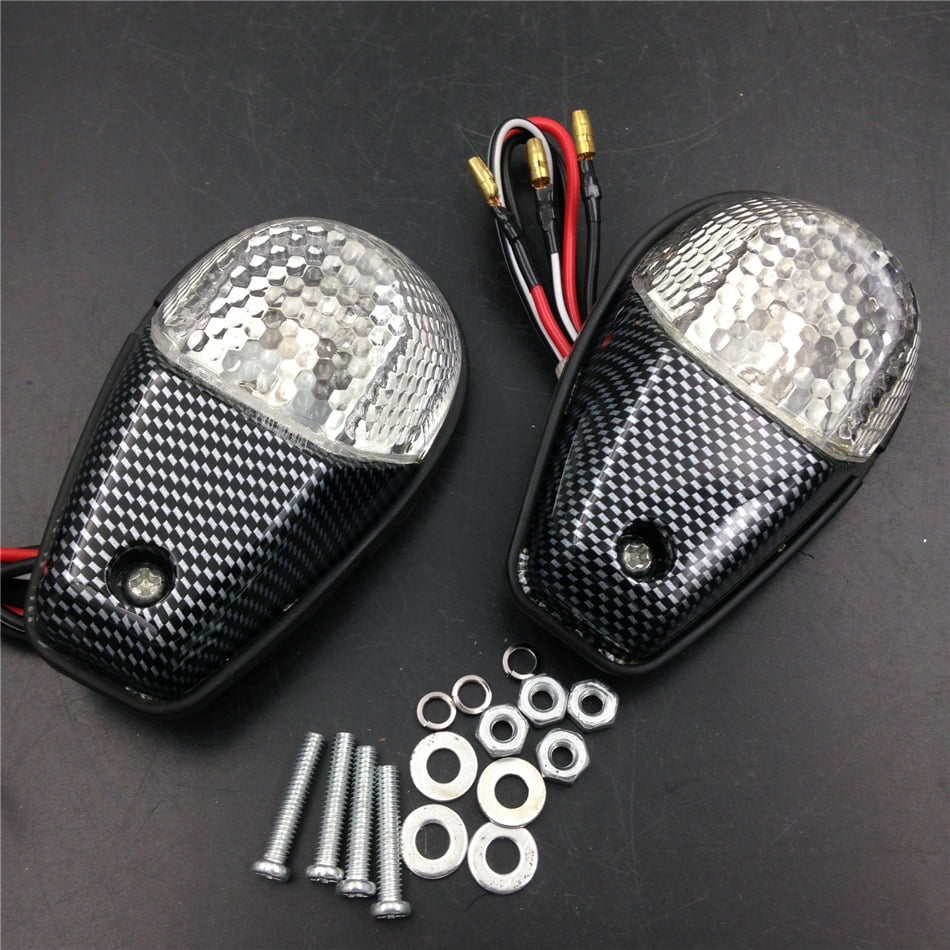 HTTMOTOR CARBON CLEAR Flush Mount Motorcycle Turn Signals Blinker